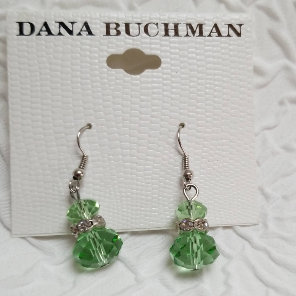 Dana Buchman green & diamond earrings